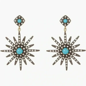 Adornia 14K yellow gold plated turquoise & Swarovski crystal starburst earrings